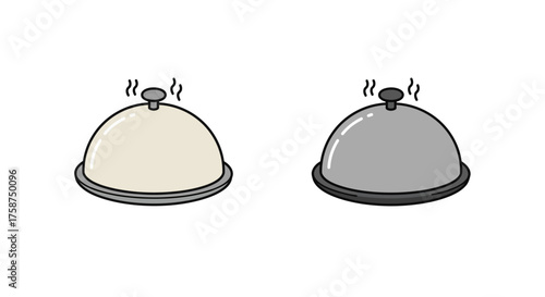 Cartoon style steaming cloche lids: elegant food presentation