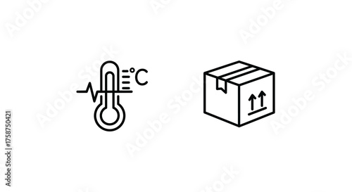 Minimalist linear temperature control and delivery box icons