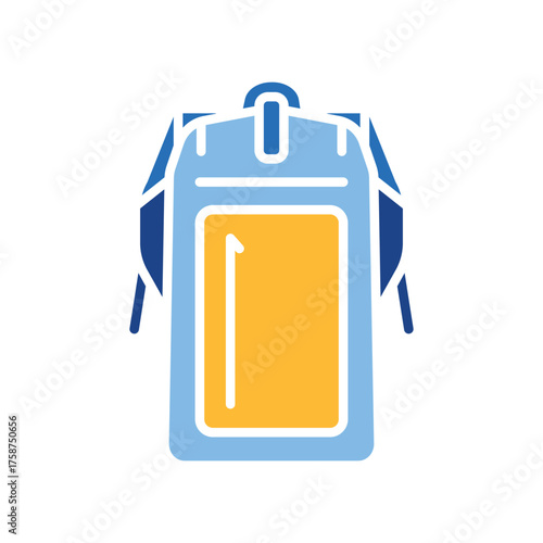 water repellent backpack color flat icon. Vector isolated element