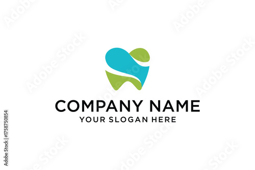 Modern Abstract Dental Tooth Logo Design with Blue and Green Letter S Shape for Oral Care Brand