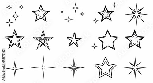 Collection of Sparkling Star Shapes for Graphic Design Projects
