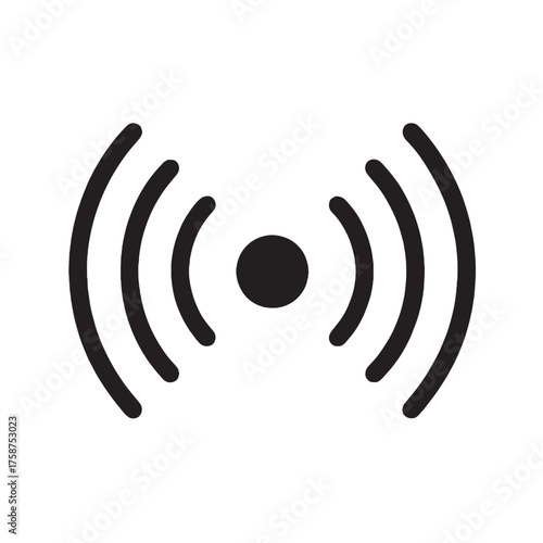 Simple black icon representing a wireless signal or wi fi connection