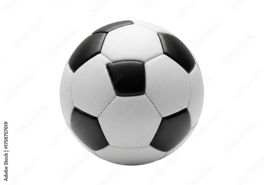 Fototapeta premium Black and white soccer ball against dark background isolated on a transparent background