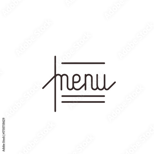 Elegant handwritten menu text with minimalist lines on a dark background