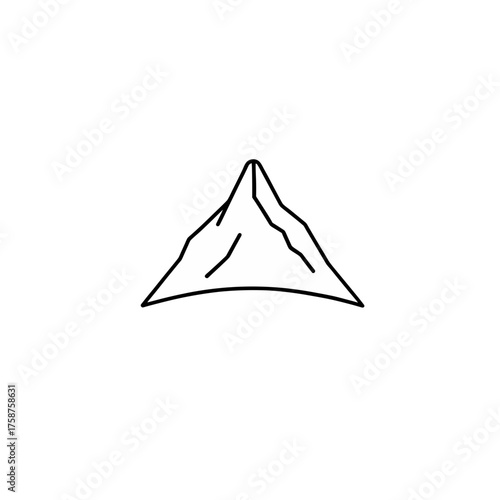Minimalist white mountain peak icon on a solid black background