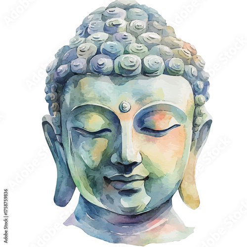 Buddha Pendant, watercolor drawing vector, isolated on a white background.
