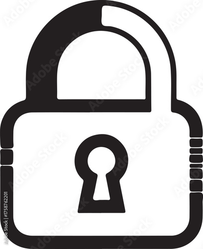 Black and White Padlock Icon Vector Illustration for Security and Protection Concepts