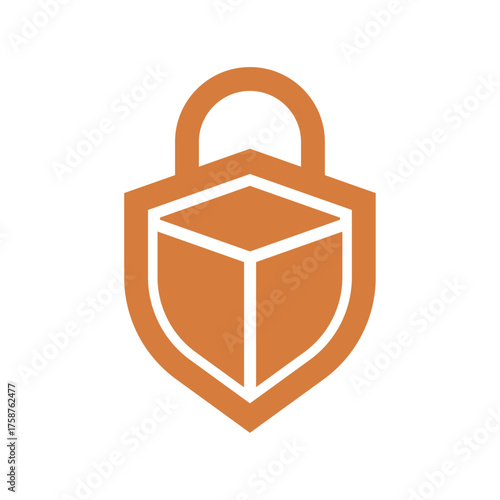 Secure Packaging Icon - Box / Shield Icon with Lock Around it