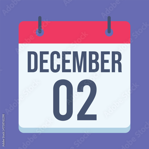 2 December International Day for the Abolition of Slavery Calendar. Blue Background. Isolated Vector Calendar.