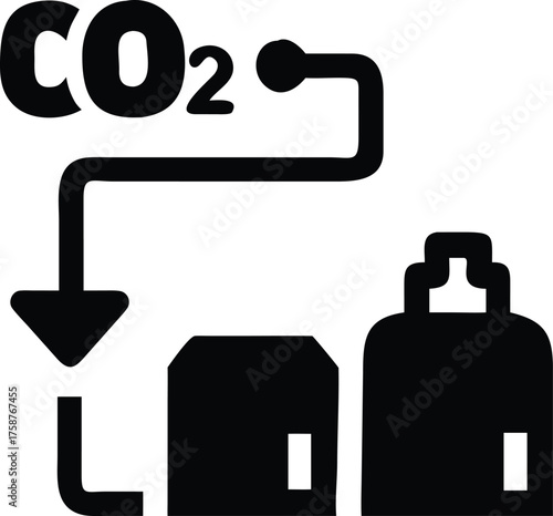 Carbon dioxide co2 capture and storage process icon
