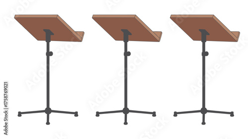 Vector illustration set of metal street lamps and a tripod with a softbox for photography lighting