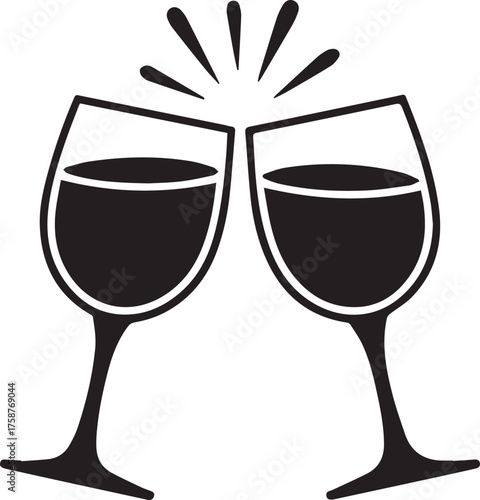 Celebratory new year toast two wine glasses clinking sparkling celebration cheers