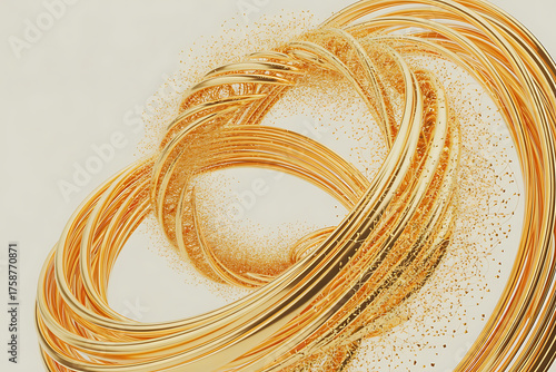 Golden, swirling ribbons intertwine, creating a dynamic and luxurious abstract composition.