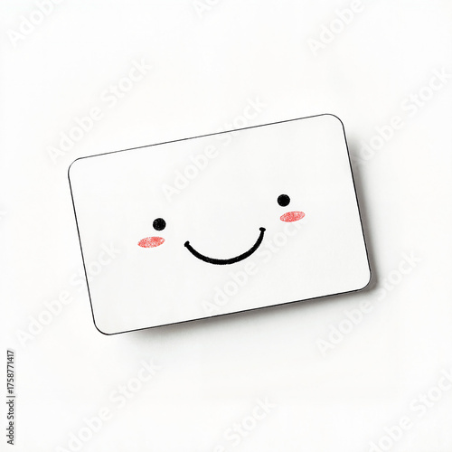 Cheerful credit card design featuring smiley face, simplistic charm