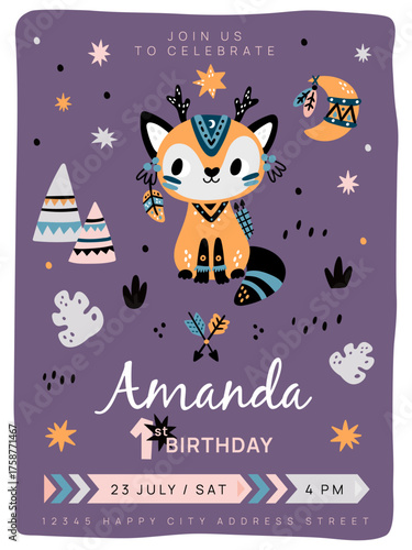 Cute Animals. Kids Birthday Party Invita
