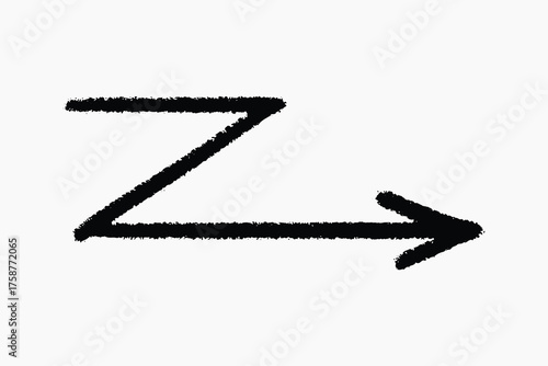 Hand-drawn zigzag arrow illustration vector