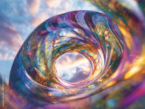 Colorful swirling tunnel wi...