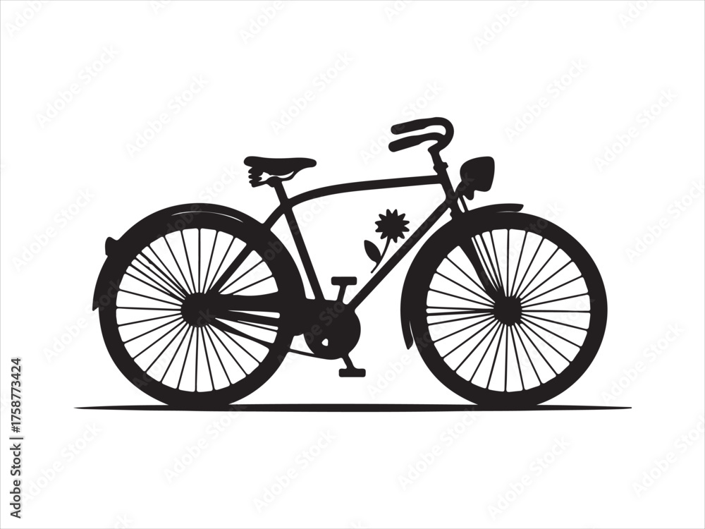 Fototapeta premium Bicycle silhouette vector, Bicycle clipart design, Bicycle icon silhouette vector illustration.