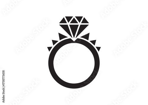Diamond studded engagement ring icon, Diamond studded engagement ring solid vector