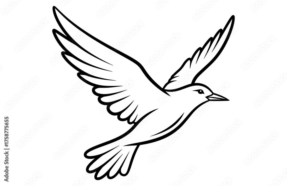 Fototapeta premium Flying Bird Outline Minimalist Drawing
