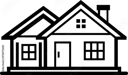 Simple Home Icon Line Art for Real Estate