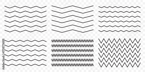Wave line and wavy zigzag lines. wavy curve zig zag line pattern in abstract style On Transparent Background. EPS 10.