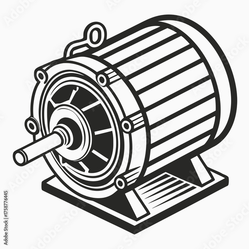 Black and white electric motor drawing