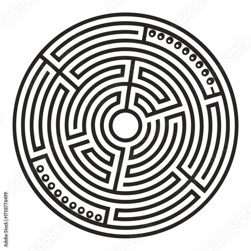 Circular labyrinth, a complex path for exploration