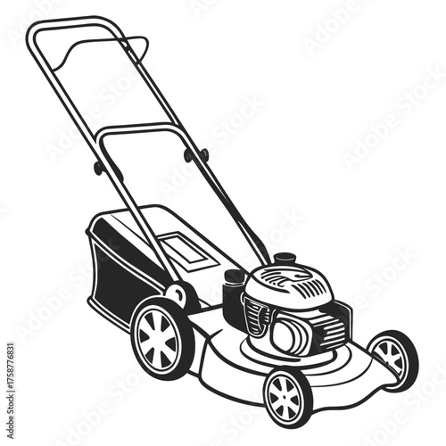 Illustration of a lawn mower, side view