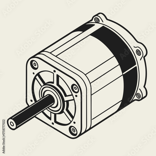 Isometric drawing of a stepper motor