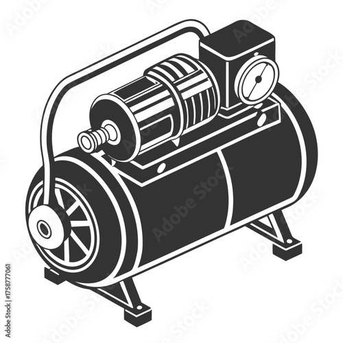 Isometric view of air compressor