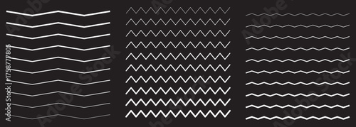 Black and White Wavy Line Pattern Vector on Black Backgrounds. EPS 10.