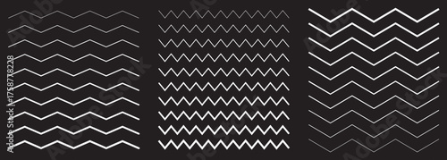 Black and White Wavy Line Pattern Vector on Black Backgrounds. EPS 10.