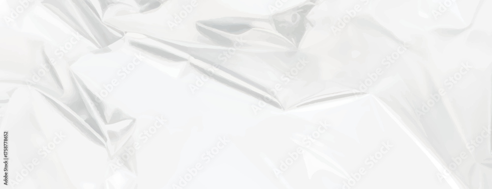 Obraz premium A white background with a glossy, crumpled texture. The background is smooth and shiny, creating a sleek white background effect. Glossy shiny crumpled paper texture background vector