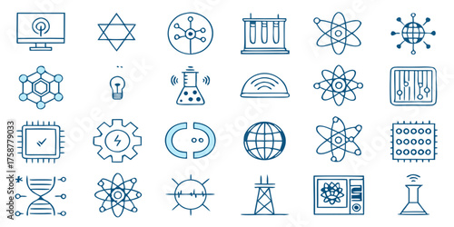 The collection of quantum computing solid icon vectors illustration