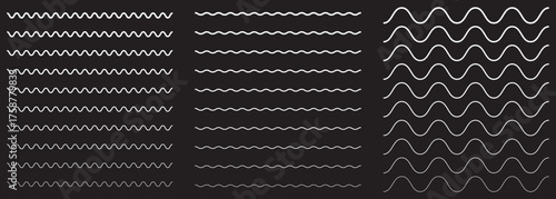 Abstract Zigzag and Wavy Line Pattern Black Background Set On Transparent Background. EPS 10.