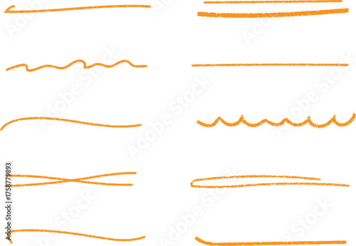 Orange Hand-Drawn Underline Strokes Minimal Vector Pack