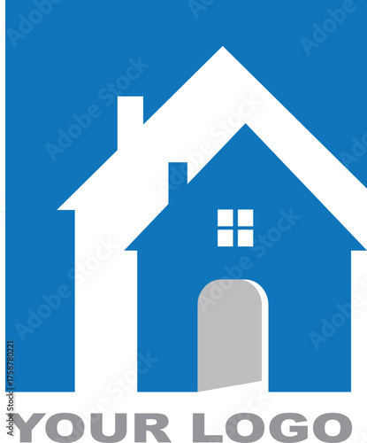 Real estate logo icon showing a house roof and property symbol for business and web illustration