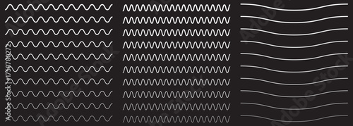 Abstract Zigzag and Wavy Line Pattern Black Background Set On Transparent Background. EPS 10.