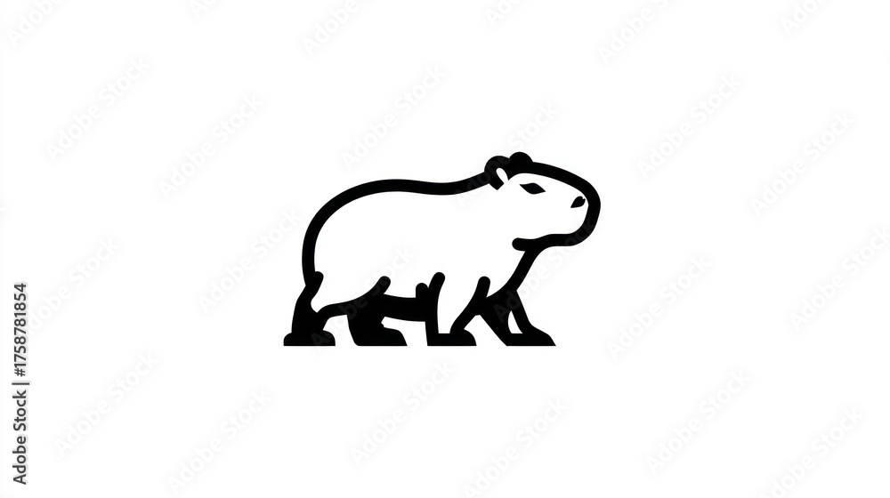 Obraz premium Minimalist illustration of a capybara standing on a white background