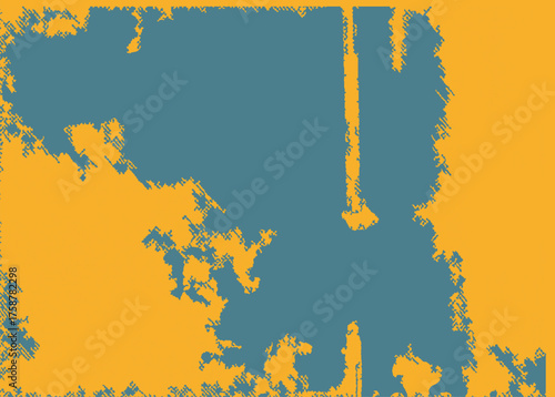 Vector illustration in grunge style with distressed abstract jagged, irregular texture, rough edges. Colors: muted green, mustard yellow.