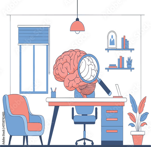 Brain Research and Analysis in Office Environment Psychology Concept