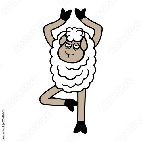 Sheep Tired Exhausted Sad Yoga Tree Pose Vrksasana Balance