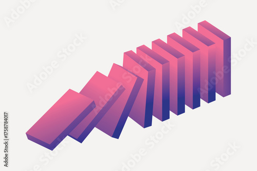 Falling pink domino blocks illustration vector
