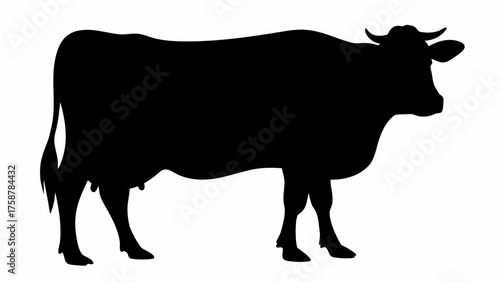 Elegant dairy cow silhouette for farm branding, logo design, and agricultural marketing needs, instantly impactful