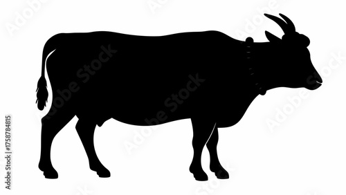 Striking silhouette of a zebu cow, perfect for livestock branding and agricultural marketing needs