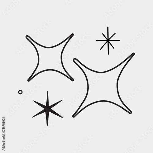 Minimalist starburst line art vector