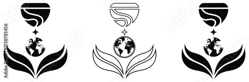 WebGlobal vision and growth emblem symbolizing protection, nurturing, and bright future for planet Earth