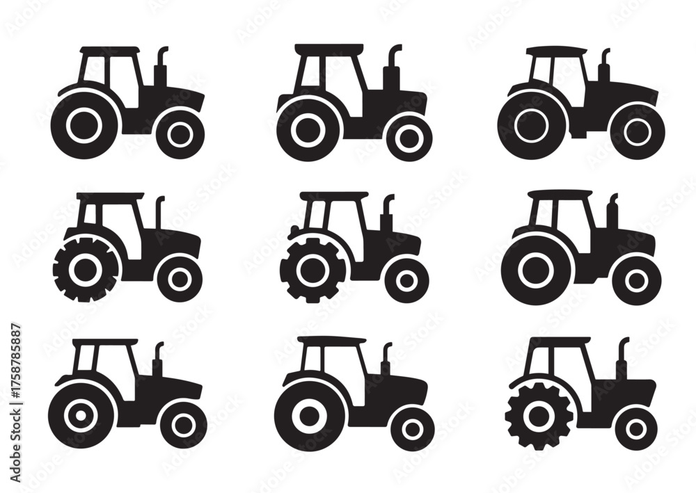 Fototapeta premium Tractor icon, Tractor solid vector