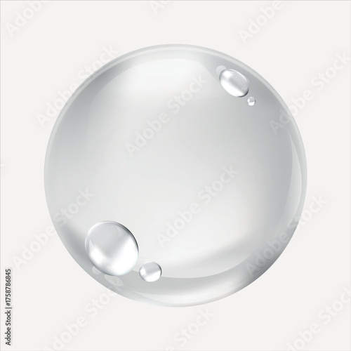 Transparent bubble with water droplets vector